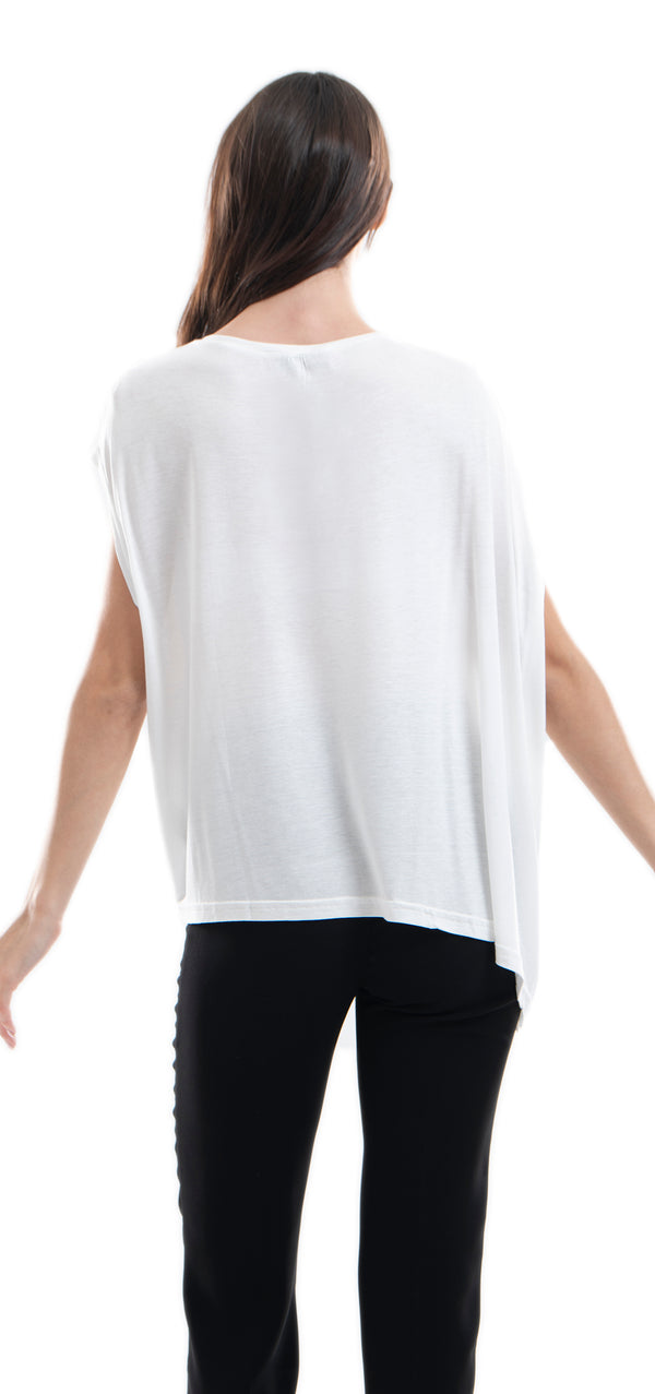 OVERSIZED ASYMMETRIC T-SHIRT WITH FRONT PRINT & STRAP DESIGN