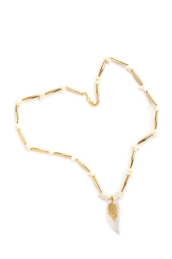 WHITE CORAL LEAF NECKLACE